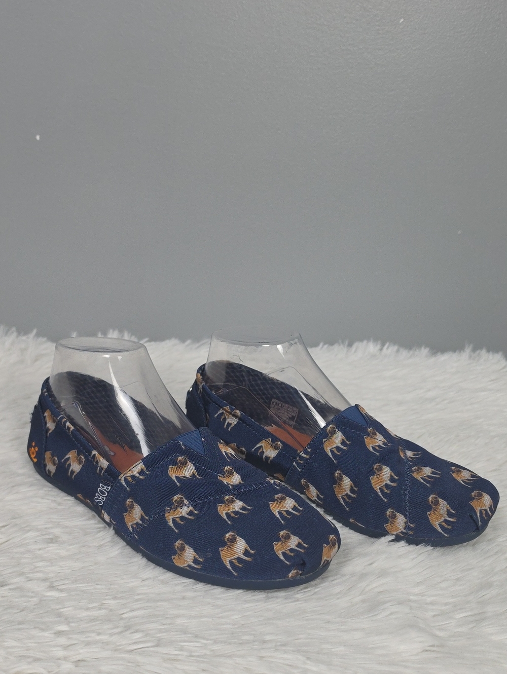 BOBS For Skechers Navy Pug Slip-on Shoes Women's Size 8
